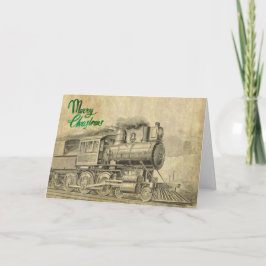 Vintage Dampf-Train Weihnachtskarte Feiertagskarte
