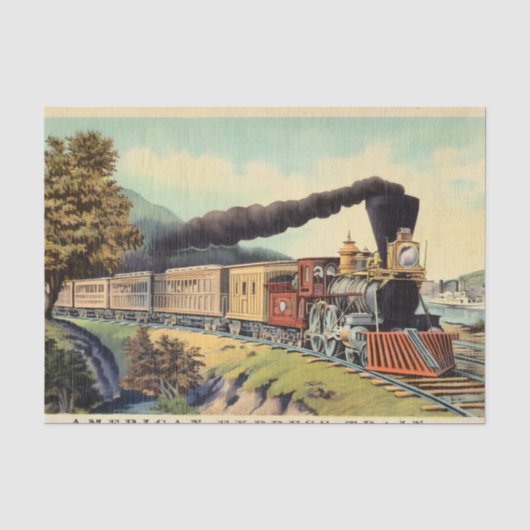 Vintage Dampfbahn, Postkarte Vs 2 Seidenpapier (Vorderseite)