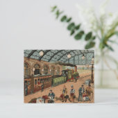 Vintage Dampfbahn und Bahnhofszene Postkarte (Stehend Vorderseite)