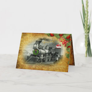 Vintage-Dampflok-Weihnachten Feiertagskarte