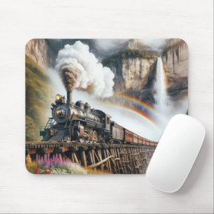 Vintage Dampflokomotive auf einem Bergsteig Mousepad