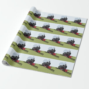 Vintage-Dampflokomotive auf Eisenbahnschiene Kunst Geschenkpapier