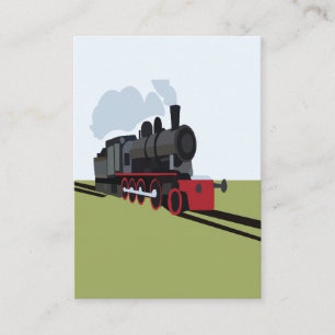 Vintage-Dampflokomotive auf Eisenbahnschiene Kunst Visitenkarte