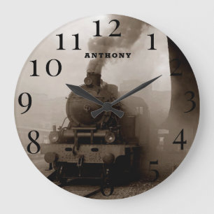 Vintage-Dampflokomotive Eisenbahn Große Wanduhr