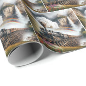 Vintage Dampflokomotive Geschenkpapier (Rolleneckpunkt)