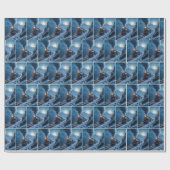 Vintage Dampflokomotive im Mondlicht Geschenkpapier (Flach)