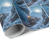 Vintage Dampflokomotive im Mondlicht Geschenkpapier (Rolleneckpunkt)