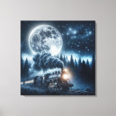 Vintage Dampflokomotive im Mondlicht Leinwanddruck (Vorderseite)
