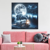 Vintage Dampflokomotive im Mondlicht Leinwanddruck (Insitu (Wohnzimmer))