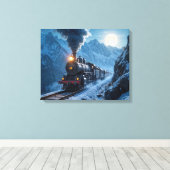 Vintage Dampflokomotive im Mondlicht Leinwanddruck (Insitu (Holzboden))