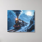 Vintage Dampflokomotive im Mondlicht Leinwanddruck (Vorderseite)