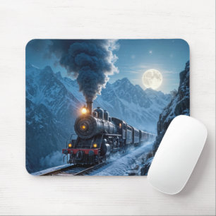 Vintage Dampflokomotive im Mondlicht Mousepad