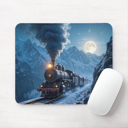 Vintage Dampflokomotive im Mondlicht Mousepad (Mit Mouse)