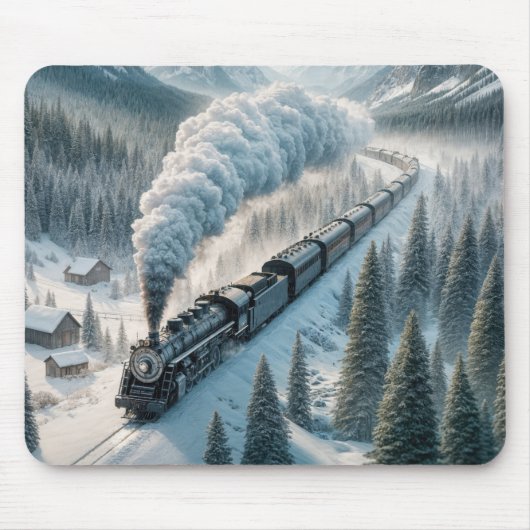 Vintage Dampflokomotive im Snowy Valley Mousepad (Vorne)
