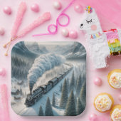 Vintage Dampflokomotive im Snowy Valley Pappteller (Party)