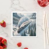 Vintage Dampflokomotive im Snowy Valley Serviette (Beispiel)