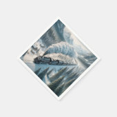 Vintage Dampflokomotive im Snowy Valley Serviette (Ecke)