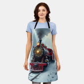 Vintage Dampflokomotive im Winterwald Schürze (Getragen)