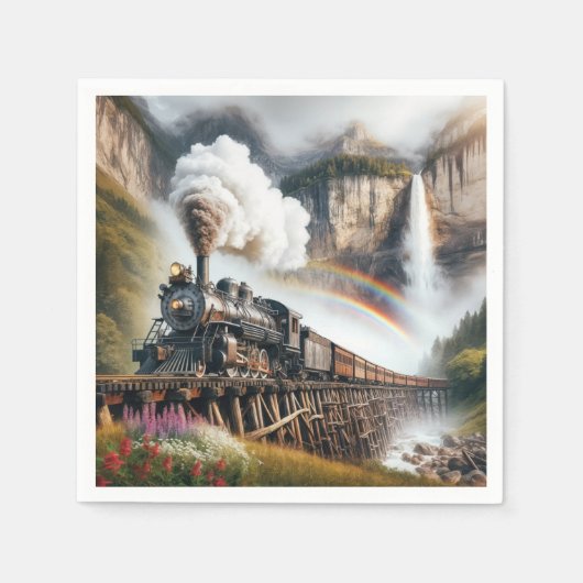 Vintage Dampflokomotive Serviette (Vorderseite)