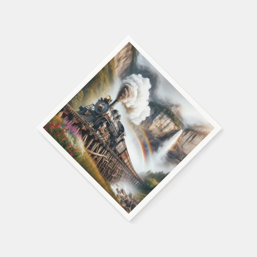 Vintage Dampflokomotive Serviette (Ecke)