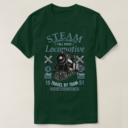 Vintage Dampflokomotive T-Shirt (Design vorne)