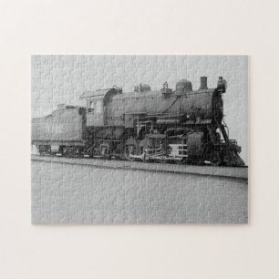 Vintage-Dampflokzug Mikado Schwarz Weiß Puzzle
