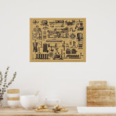 Vintage Dampfmaschine Poster (Küche)