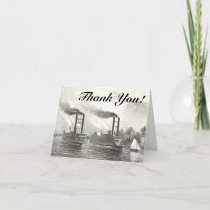 Vintage-Dampfschiffe + "Danke!" Karte