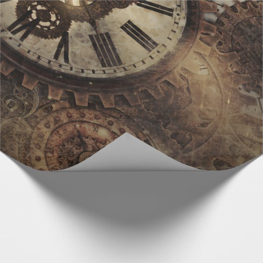 Vintage Dampfuhren Geschenkpapier (Ecke)