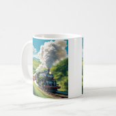 Vintage-Dampfzug-Szenenillustration Tasse (Vorderseite Links)