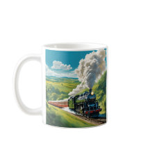 Vintage-Dampfzug-Szenenillustration Tasse