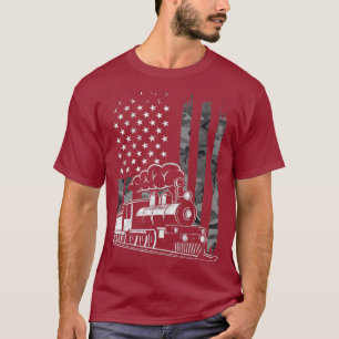 Vintage-Dampfzug-Tarnung USA Amerikanische Flagge T-Shirt