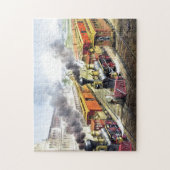 Vintage Dampfzüge - Reise - Illustration Art Puzzle (Vertikal)