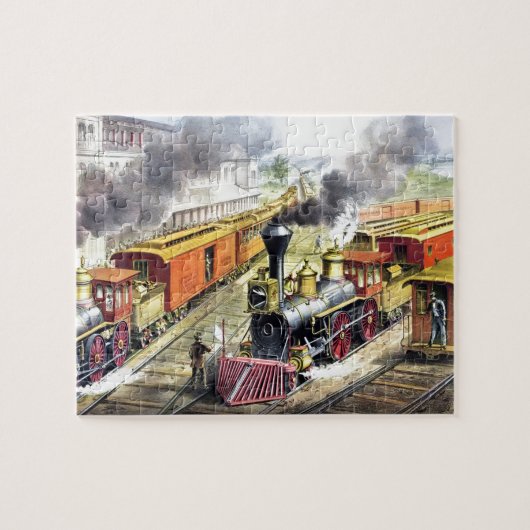 Vintage Dampfzüge - Reise - Illustration Art Puzzle (Horizontal)