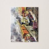 Vintage Dampfzüge - Reise - Illustration Art Puzzle (Vertikal)
