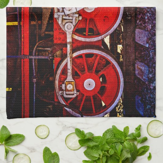 Vintage Dampfzugräder Geschirrtuch (Gefaltet)