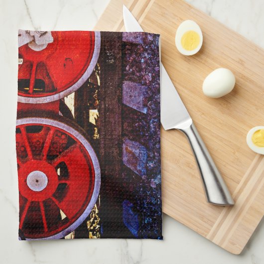 Vintage Dampfzugräder Geschirrtuch (Viertel Falte)