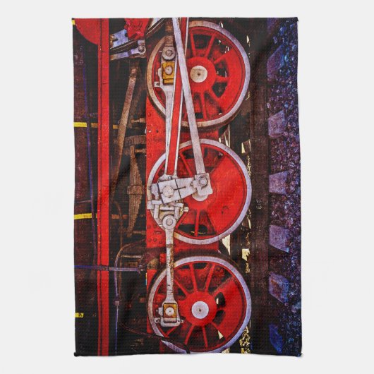 Vintage Dampfzugräder Geschirrtuch (Vertikal)