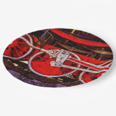 Vintage Dampfzugräder Pappteller (Schrägansicht)