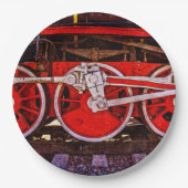 Vintage Dampfzugräder Pappteller (Vorderseite)