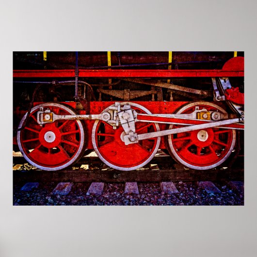 Vintage Dampfzugräder Poster (Vorne)
