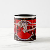Vintage Dampfzugräder Zweifarbige Tasse (Mittel)