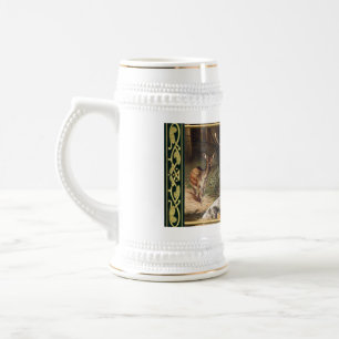 Vintage Damwild-Hirschmalerei-Tasse Bierglas