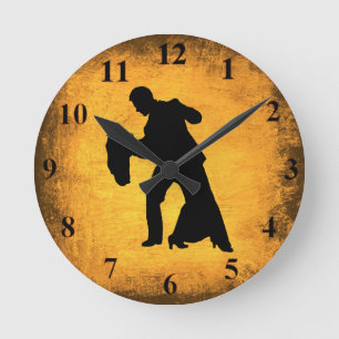Vintage Dance Couple Silhouette Wall Clock Runde Wanduhr