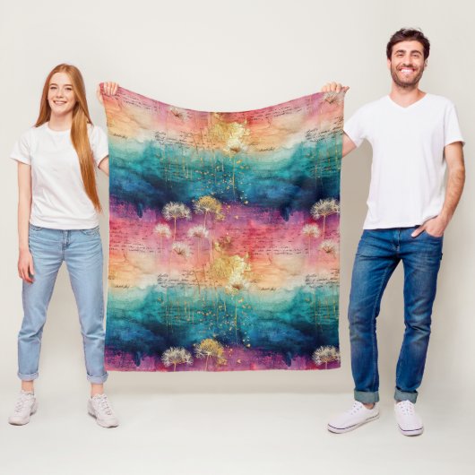 Vintage Dandelion Abstract Pattern (1) Fleecedecke (Beispiel)