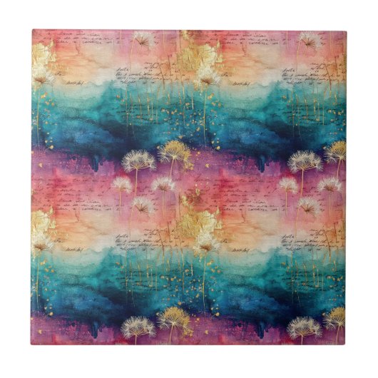 Vintage Dandelion Abstract Pattern (1) Fliese (Vorderseite)