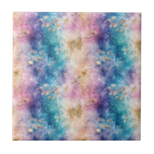 Vintage Dandelion Abstract Pattern (2) Fliese (Vorderseite)