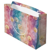 Vintage Dandelion Abstract Pattern (3) Große Geschenktüte (Rückseite Schrägansicht)