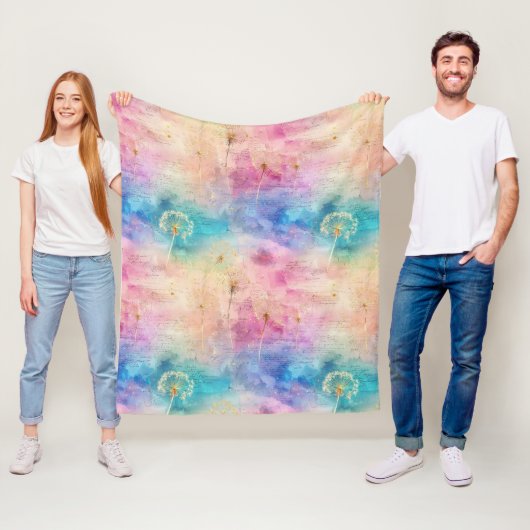 Vintage Dandelion Abstract Pattern (7) Fleecedecke (Beispiel)