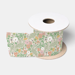 Vintage Dandelion-Stiefmütterchen Busy Bees Spring Satinband